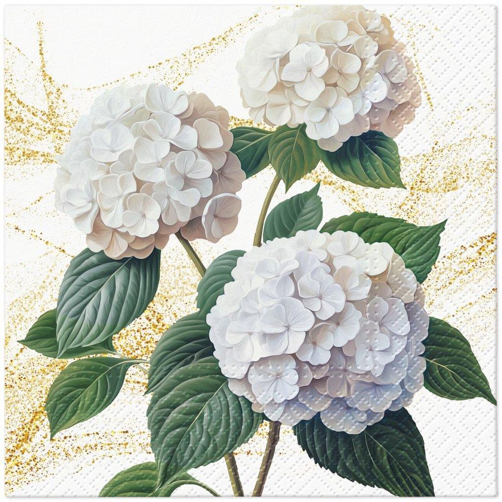 Servietten 33x33 cm - Romantic White Hydrangeas