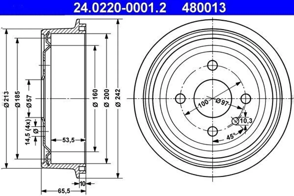 Tambour de Frein Arrière pour Opel Astra G Berline et Break de Type F69