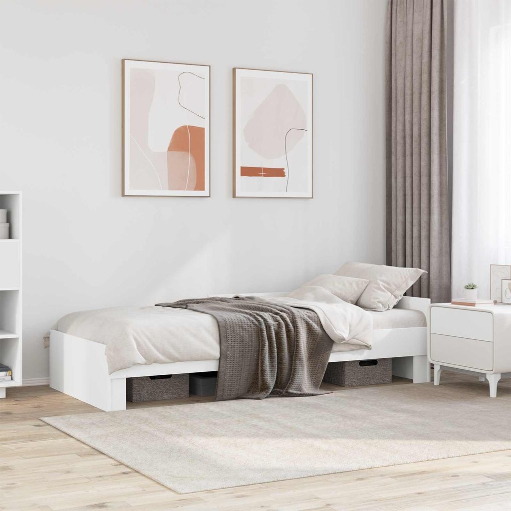 Möbel Bettgestell mit Kopfteil Weiß 80 x 200 cm HolzwerkstoffKlassische Betten - Klassische Betten c8213