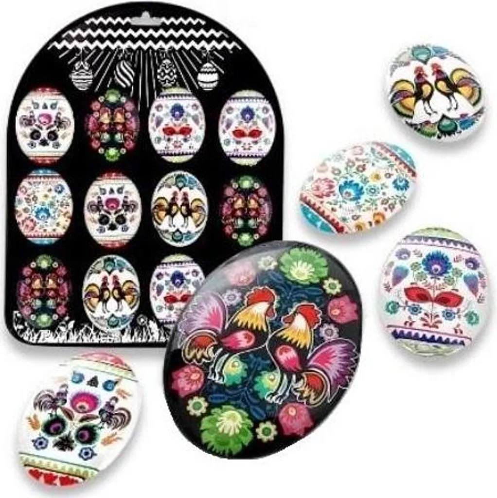 Magnets de Pâques œufs colorés grand format - Lot de 12 pièces décoratives