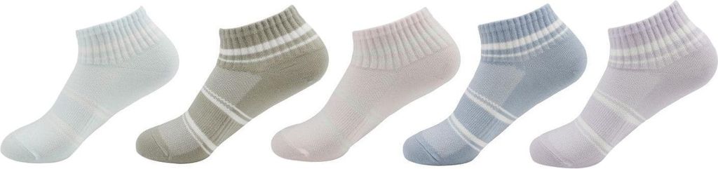 Damen Sneaker Socken » Set 5 Paar Strümpfe » 5er Pack Sneakersocken » Baumwollsocken mit elastischem Mittelfußband: B / 35-38 Motiv: B Größe...