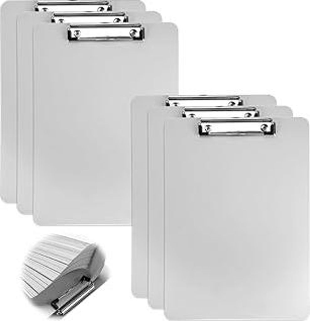 6 Stück Klemmbretter Clipboard Fasst 80 Blatt A4-Papier,Schreibbrett Kunststoff Klemmbrett,Schlagfest und Verschleißfest,Klemmmappe Grau,Geeignet...