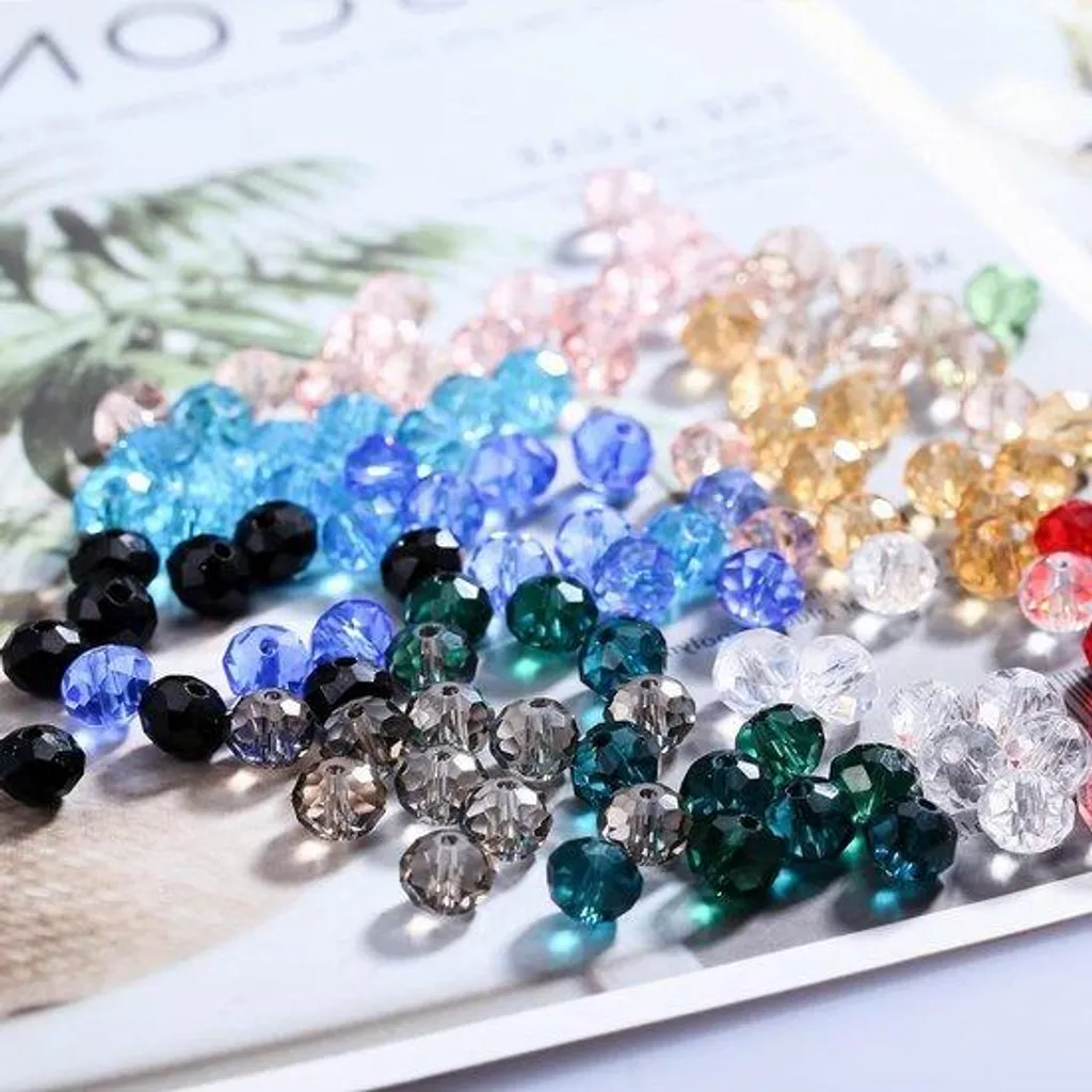 Perles de verre ronde 8mm pour création de bijoux DIY - Boîte 15 teintes