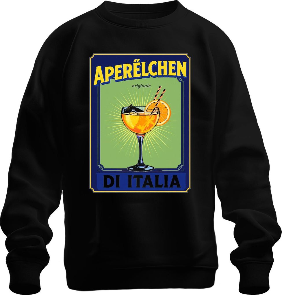 Aperélchen originale Spritz Cocktail Orange Italien Retro Karneval Uni Sweatshirt Pullover, Schwarz, XXL