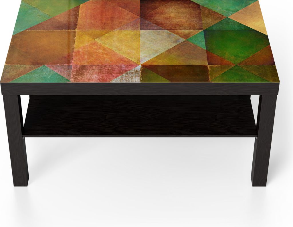 DEQORI Couchtisch 90x55 cm Schwarz 'Erdiges Mosaikspiel' Glas Beistelltisch Glastisch modern
