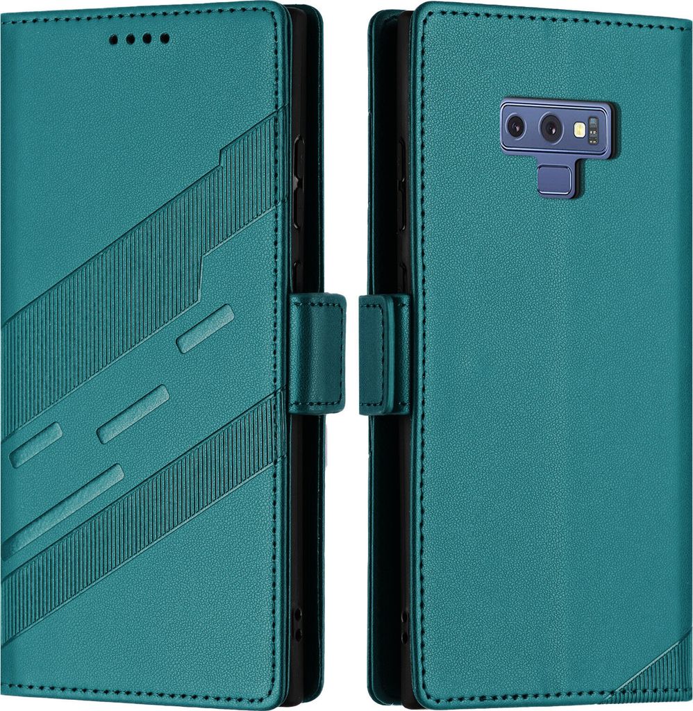 Hülle für Samsung Galaxy Note 9, Kunstleder Brieftaschen Handyhülle mit Kartenfach und Standfunktion Grün
