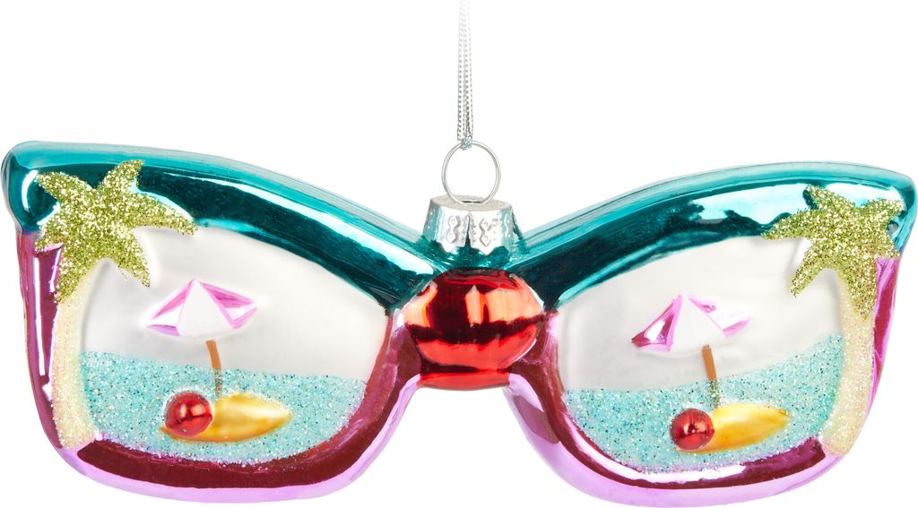 BRUBAKER Sonnenbrille Urlaub Blau & Pink mit Insel Palmen Produktbild