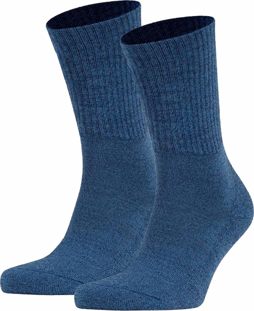 FALKE Uni Sportsocken 2er Pack - Walkie Light, Trekking- und Wanderstrumpf, Unifarben #1 Blau (Denim) 37-38