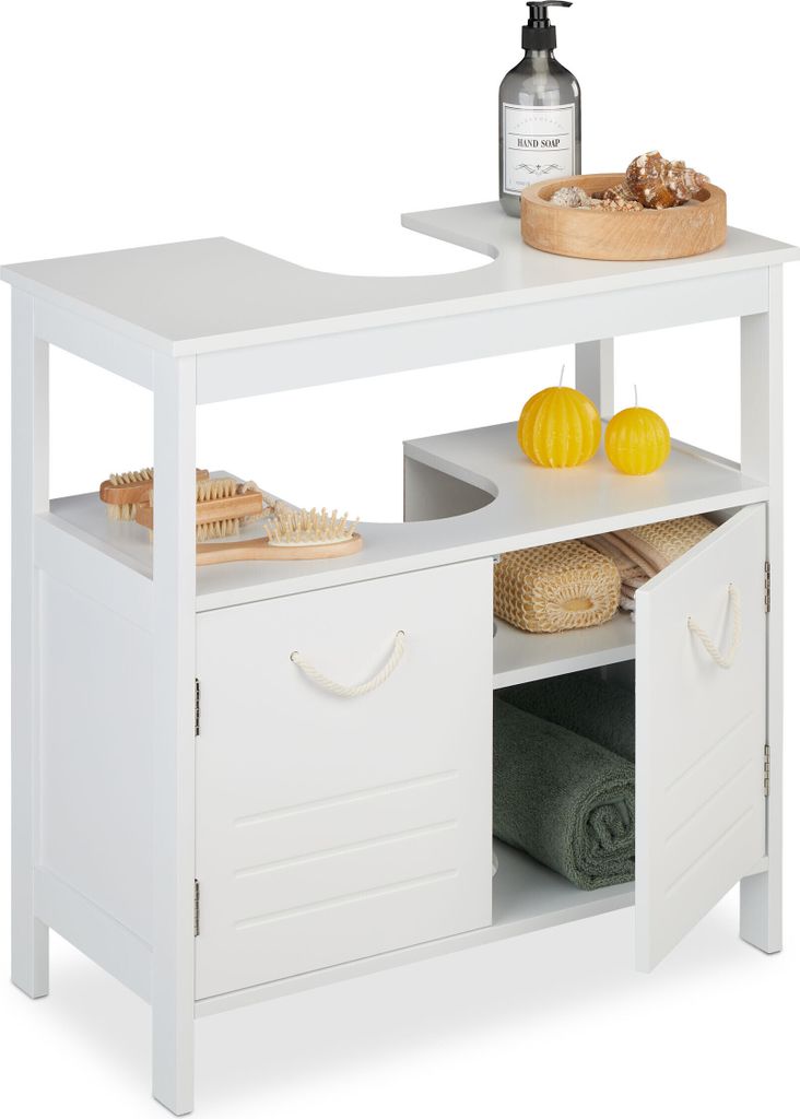 Relaxdays Waschbeckenunterschrank, 2 Fächer, Produktbild 
