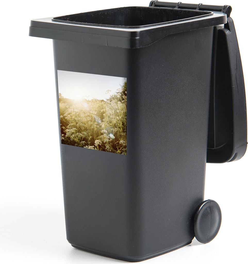 MuchoWow Mülltonnenaufkleber Blumen - Weiß - Frühling 40x40 cm - Abfall-Aufkleber - Container - für Abfallcontainer