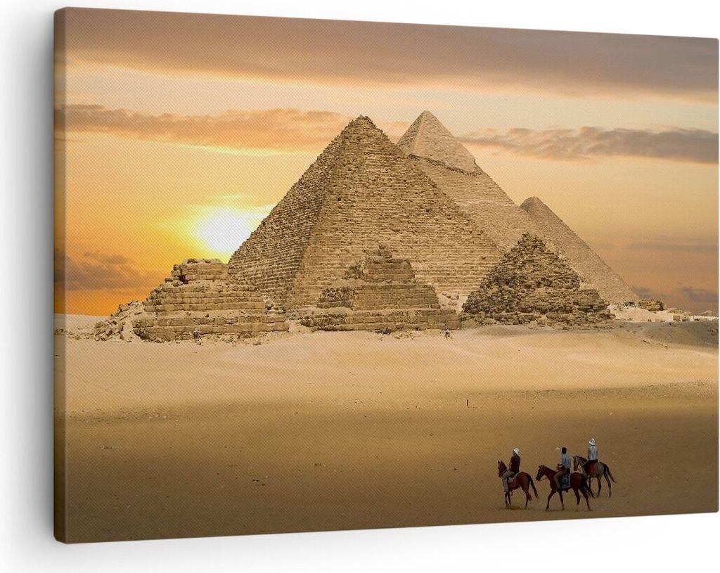 Bild auf Leinwand - Leinwandbild - Pyramide ägypten wüste - 70x50cm - Wand Bild - Wanddeko - Leinwanddruck - Bilder - Kunstdruck - Wanddekoration...