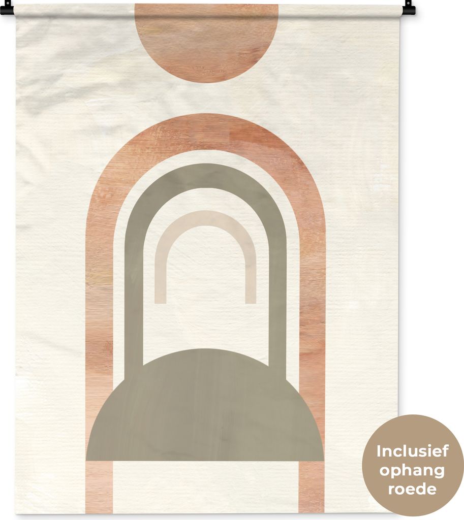 MuchoWow Wandteppich Wandbehang Rosa - Abstrakt - Beige 90x120 cm Tapisserie Dekoration Wandtuch - Wanddeko