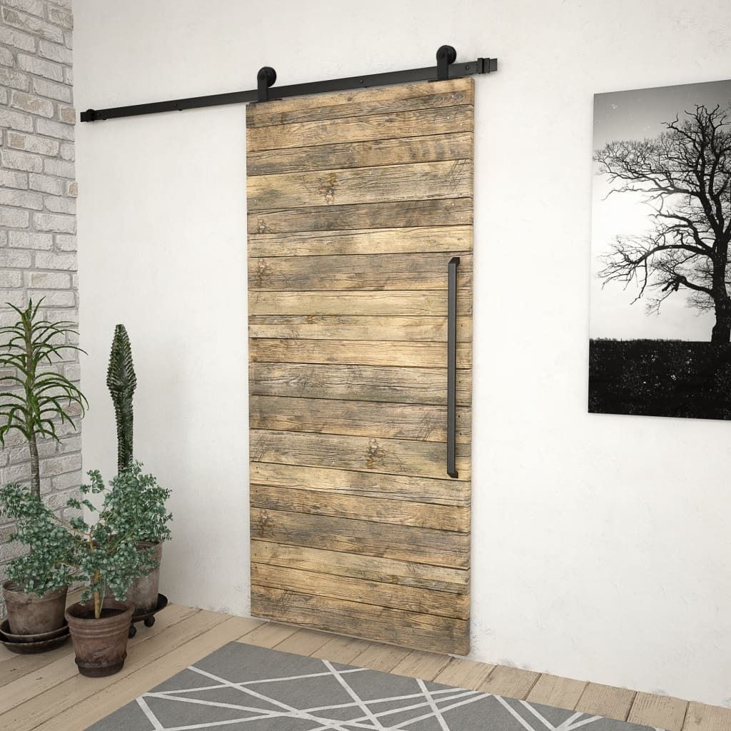 (Design 2026) Schiebetürbeschlag-Set SKIEN 183cm Stahl Schwarz - HOMMIE 905162 - Türen & Zubehör
