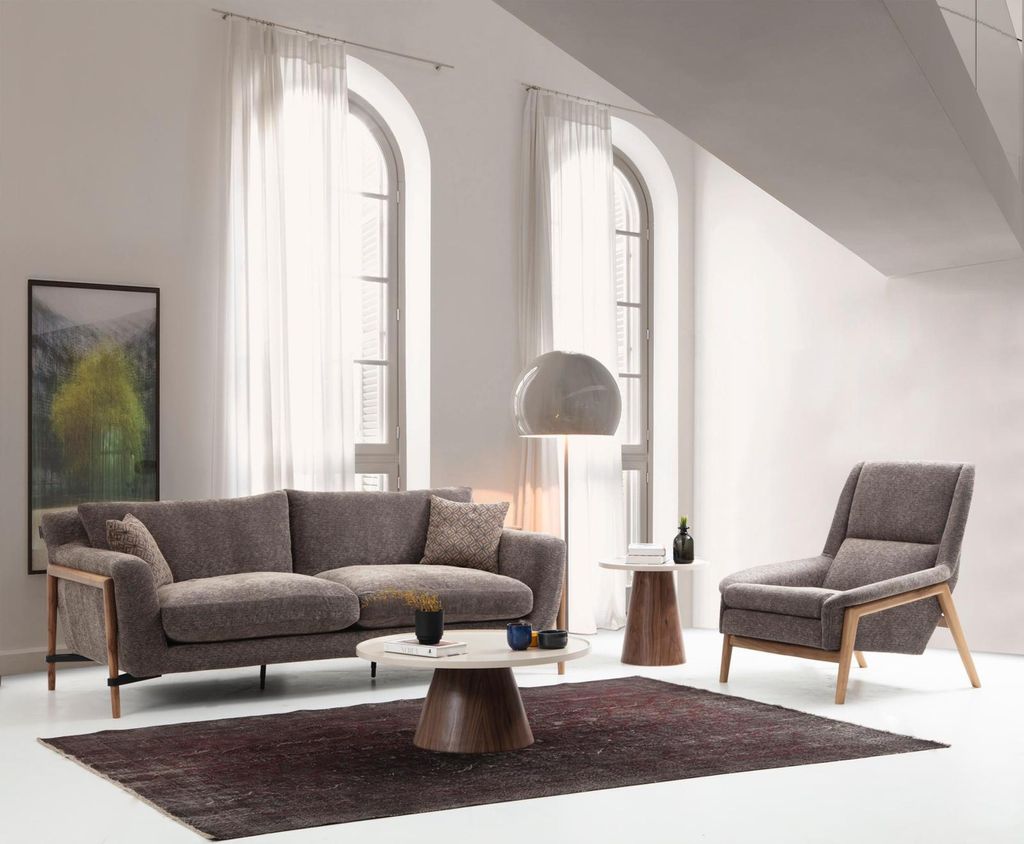 Dreisitzer Sofa 3 Sitzer Stoff Modern Sofas Design Wohnzimmer Grau