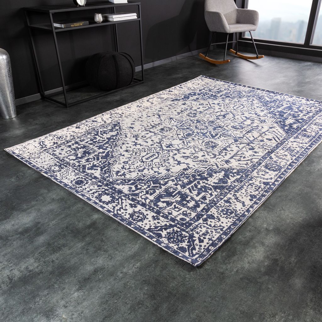 riess-ambiente Orientalischer Teppich OLD MARRAKESCH 230x160cm beige blau Used Look Wohnzimmerteppich