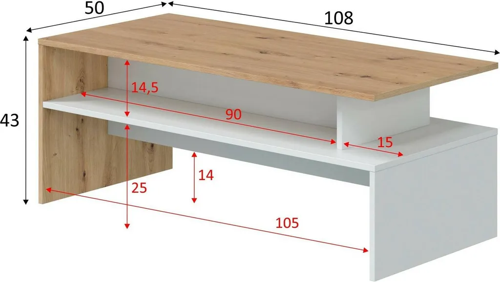 Table Basse Robuste Chêne Brun Noeuds Bartolomea pour Salon Organisé - 3