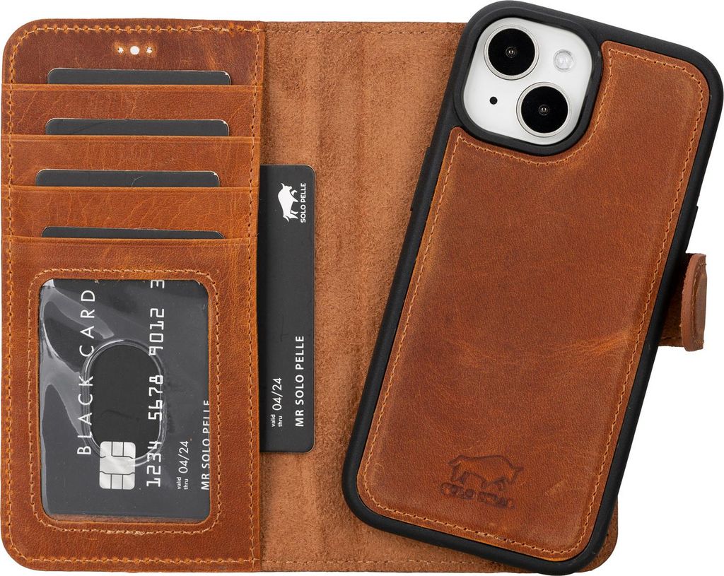 Solo Pelle Lederhülle kompatibel für iPhone 15 in 6.1 Zoll abnehmbare Hülle (2in1) l Personalisierbar l verschiedene Farben l Quintus e-Com