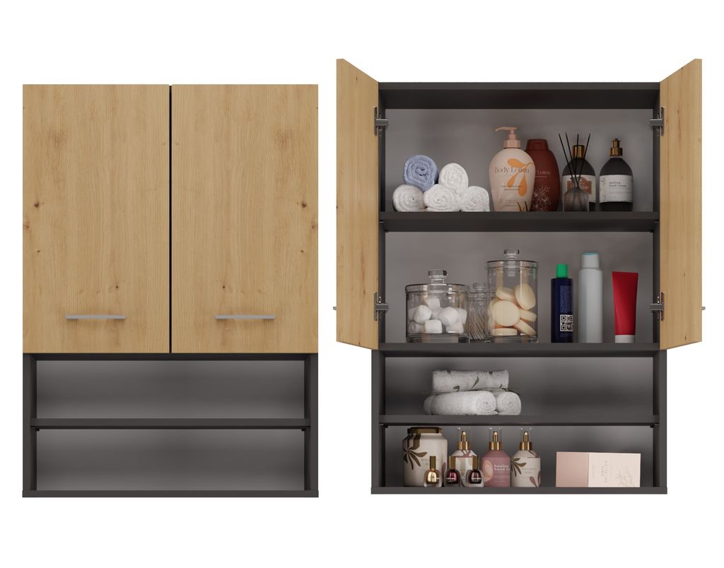 Waschmaschinenunterschrank Anthrazit/Artisan 64x30x90 cm Produktbild 