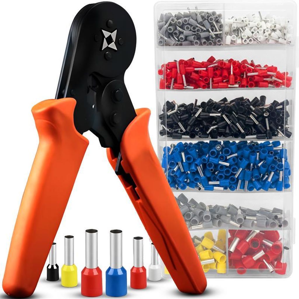 Crimpzange Set mit 1200 Aderendhülsen Presszange Crimpzangen Sortiment Endhülsen Crimper Kabelschuhe Abisolierer Crimp Stossverbinder Zange Tool ...