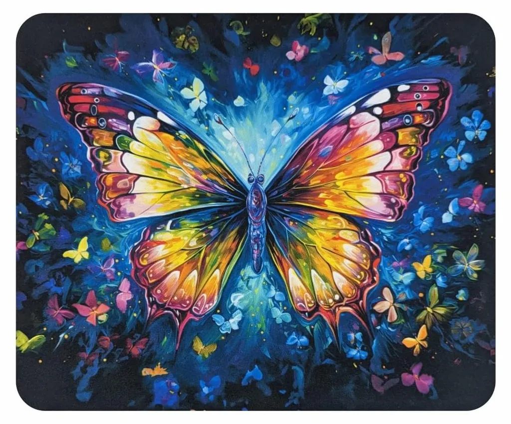 Tapis de souris pour ordinateur portable et bureau au motif papillon V1