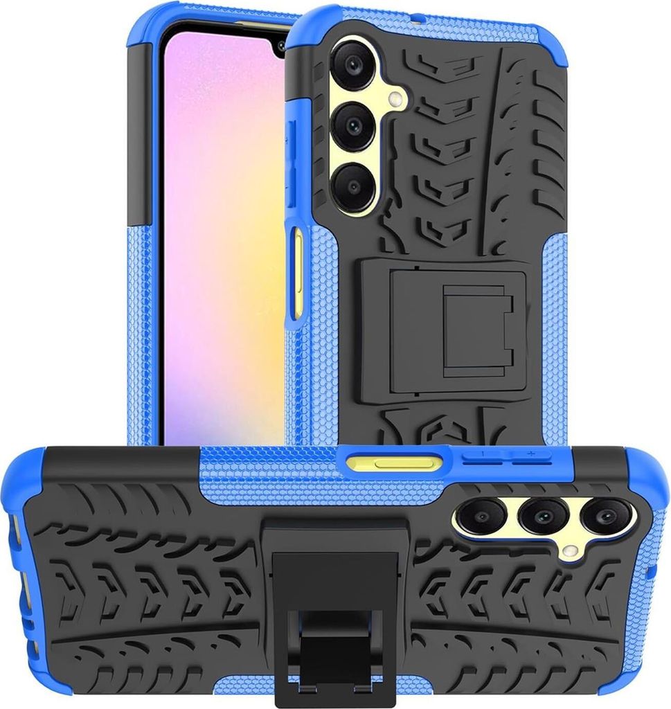 Conie Outdoor Schutzhülle für Samsung Galaxy A25 5G Hybrid Silikon Hard Case Cover Hülle mit Ständer in Blau