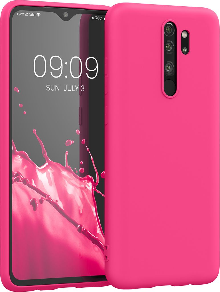 kwmobile Hülle kompatibel mit Xiaomi Redmi Note 8 Pro Hülle - weiches TPU Silikon Case - Cover geeignet für kabelloses Laden - Neon Pink