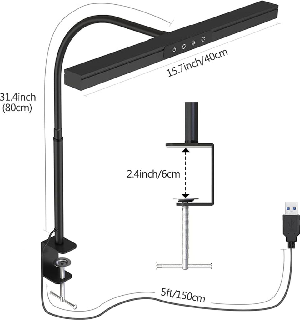Schreibtischlampe Led Klemmbar, Schreibtisch Lampe Schwarz Produktbild 8