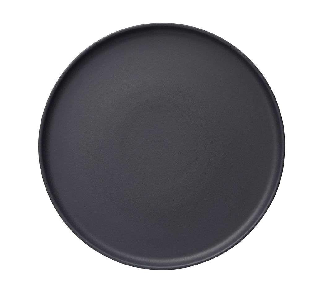 4x Flache Teller 33 cm Steinzeug ROCKZZERO One Midnight schwarz matt