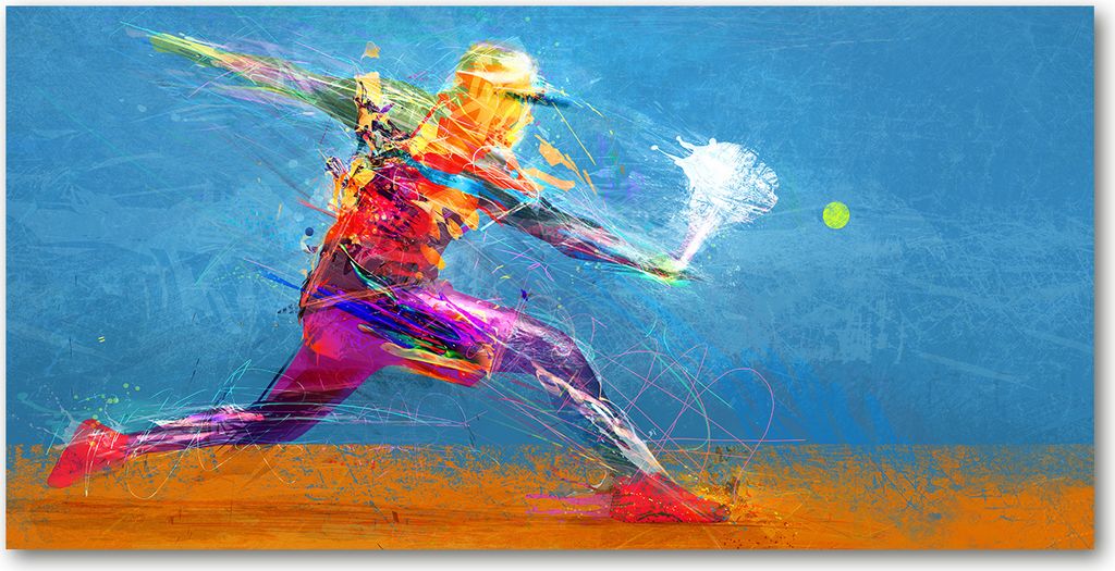 Tulup Leinwandbild - 120x60 cm - Wandkunst - Drucke auf Leinwand - Leinwanddruck - Sport - Mehrfarbig - Tennisspieler