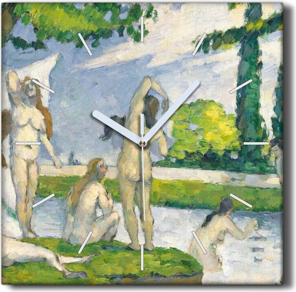 Coloray Hodiny Unikátní 30x30 cm Tiché hodiny Pro obývací pokoj a kuchyň Nástěnné hodiny Plátno Černé ručičky hodin - Lidé na jezeře