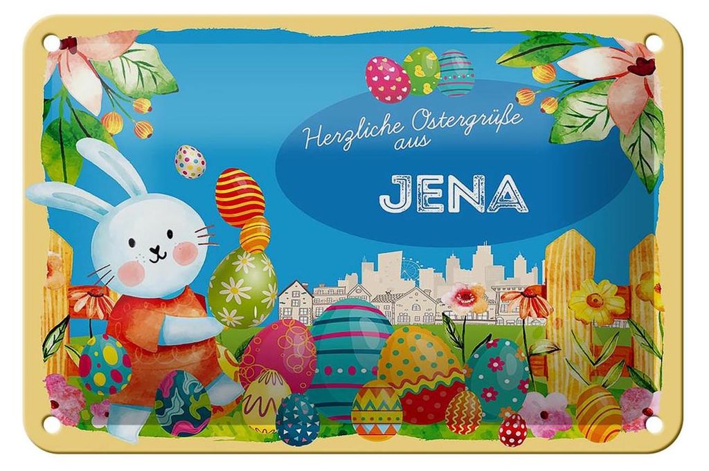Blechschild Ostern Ostergrüße 18x12cm JENA Geschenk FEST Produktbild 