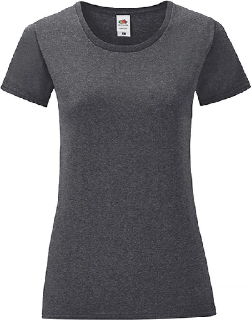 Fruit of the Loom 61-432-0 | Damen Iconic T, 100% gekämmte, ringgesponnene Baumwolle - Farbe: Dark Heather Grey - Größe: M
