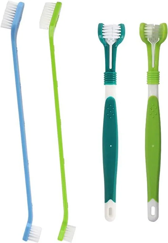 Set de brossage dentaire triple face pour chien et chat - Multi-angles
