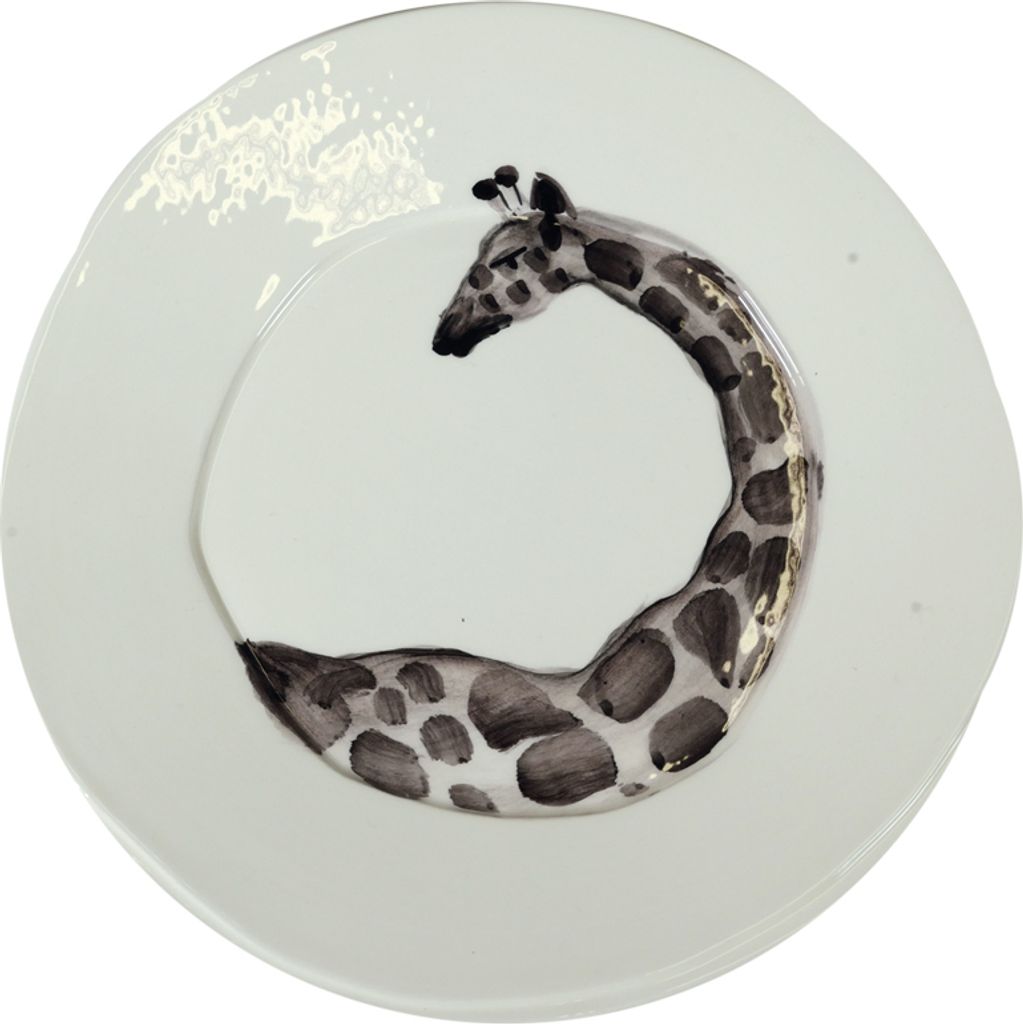 Speiseteller, Essteller SAFARI Giraffe D. 27cm schwarz weiß Virginia Casa