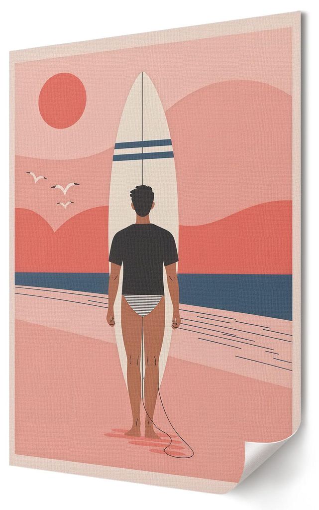 Strandthema- Kunstdruck A1 (59x84 cm) - Minimalistisch, Modern- Wandbild für Wohnzimmer Schlafzimmer & Flur, Modernes Poster Wanddeko, Ungerahmt