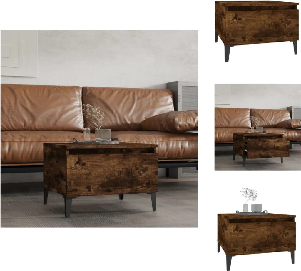 Tavolino da Caffè vidaXL 50x46x35 cm - Rovere Fumo per Interni Industrial