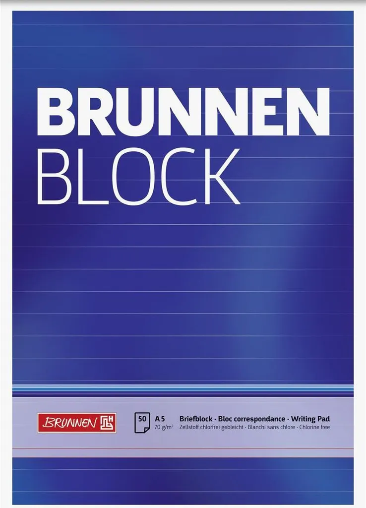 Bloc-notes BRUNNEN 1052427 A5 ligné 50 feuilles 70g lot de 10 unités