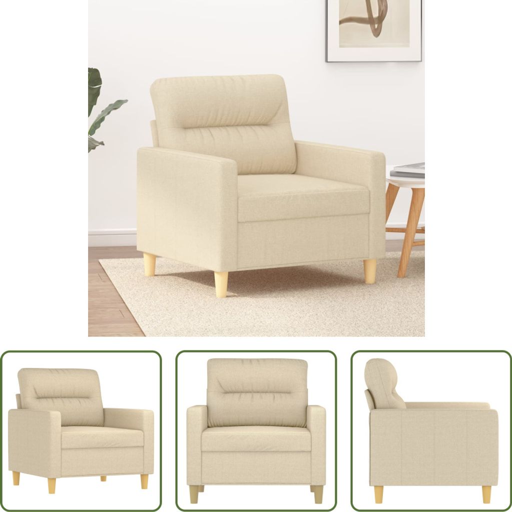 The Living Store Sofasessel Creme 60 cm Stoff