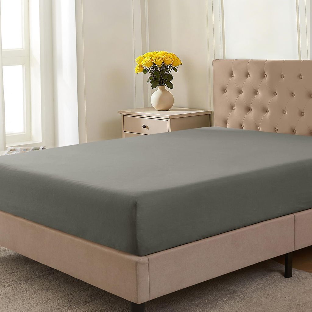 Spannbettlaken 120 x 200 cm, 100 % Baumwolljersey, -, für Matratzen bis 25 cm Höhe, dunkelgrau