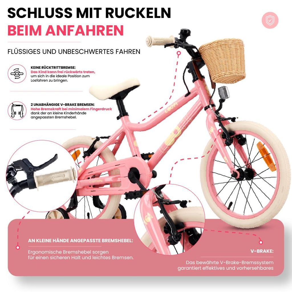 SUN BABY LOOFI Kinderfahrrad 16 Zoll, leichtes Aluminium
