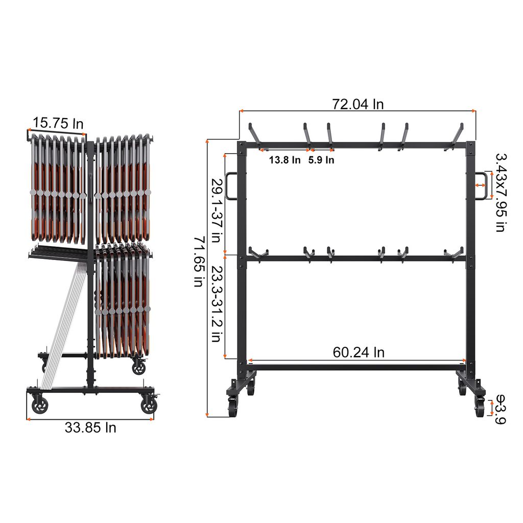 Produktbild von VEVOR Klappstuhlständer – 363 Kg Tragkraft, 84 Stühle Oder 12 Tische, Doppellagig, Mit Rollen & Staubschutzhülle, Für Kirchen, Schulen & Event-Locations