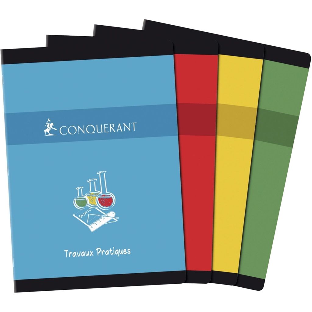 Conquerant 100103646, Einfarbig, Rot, Grün, Gelb, Blau, 120 Blätter, Seyes-Papier, Softcover, Universal