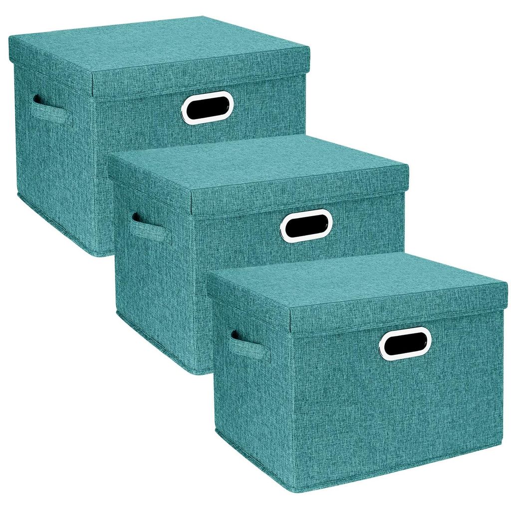 Große Aufbewahrungsbox aus Stoff mit Deckel, faltbar, waschbar, 44 x 30 x 29 cm, 3er-Set
