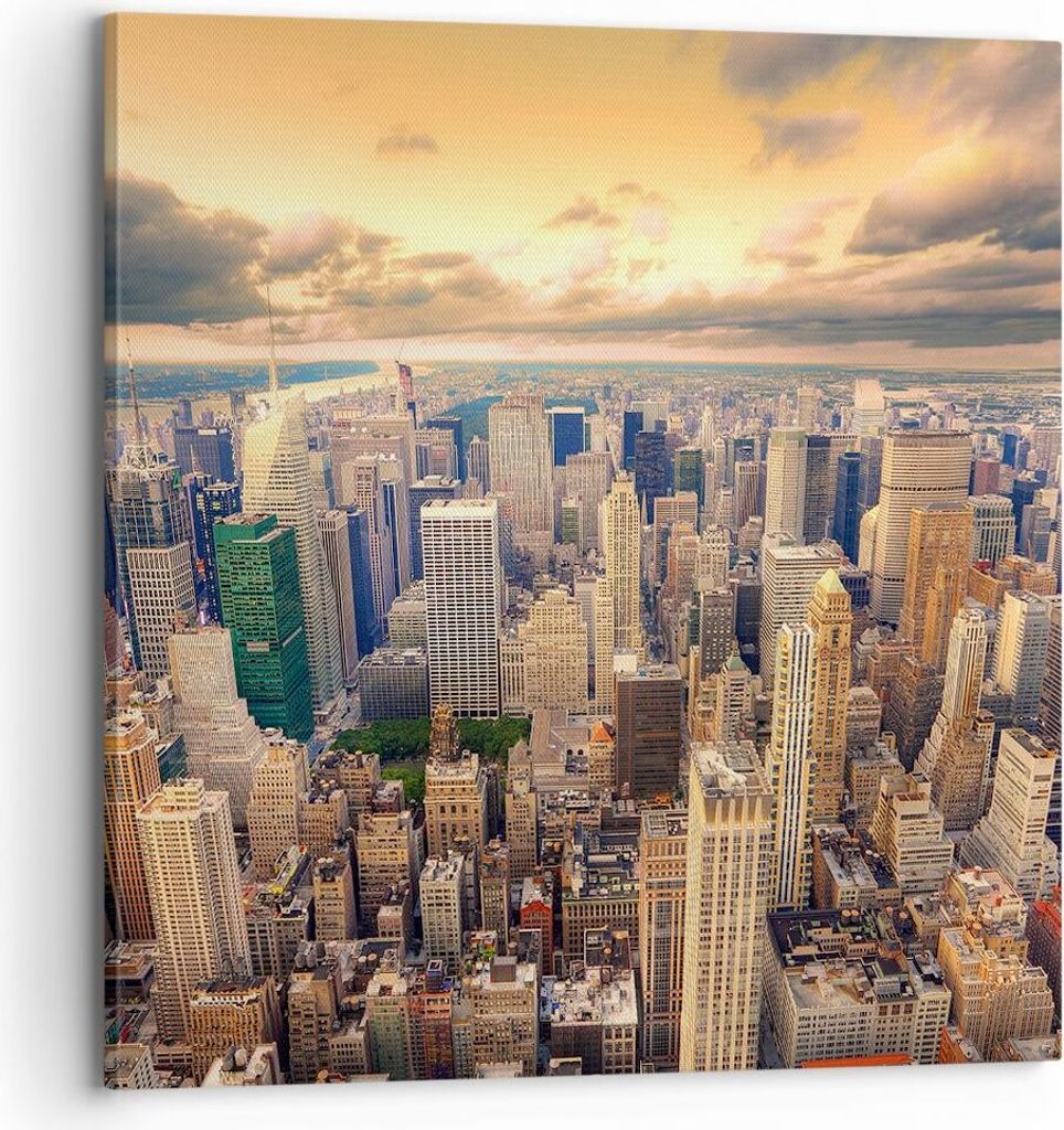 Bild auf Leinwand - Leinwandbild - Stadt Wolkenkratzer Amerika Innenstadt - 70x70cm - Wand Bild - Wanddeko - Leinwanddruck - Bilder - Kunstdruck - ...