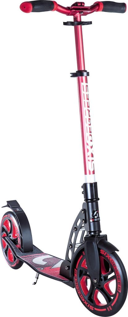 SIX DEGREES Aluminium Scooter mit Klappmechanismus und Ständer, 230/215 mm, ABEC 7, höhenverstellbar, , rot
