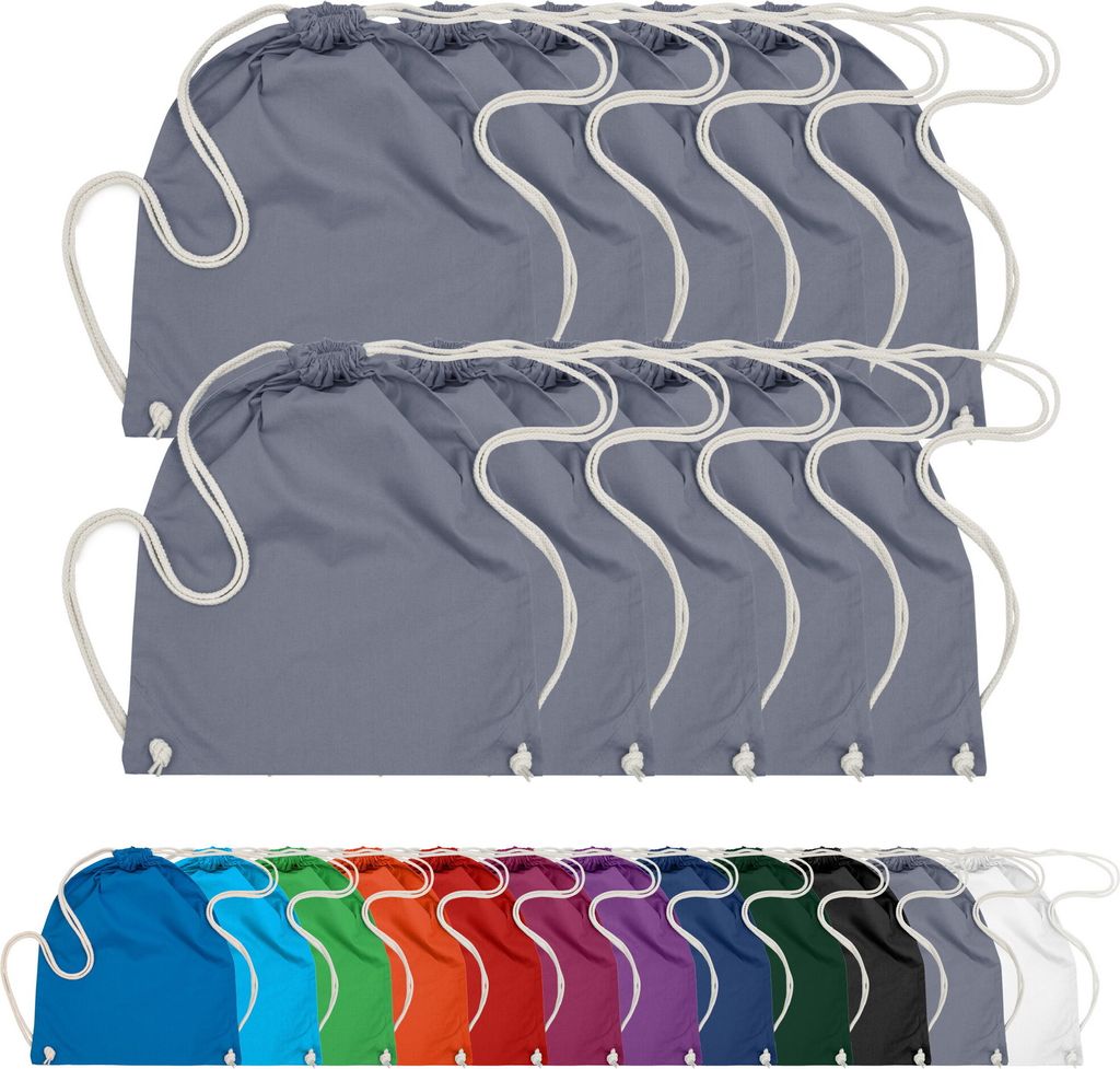 10er PACK Baumwoll Turnbeutel Sportbeutel Zuziehbeutel Sack Produktbild 