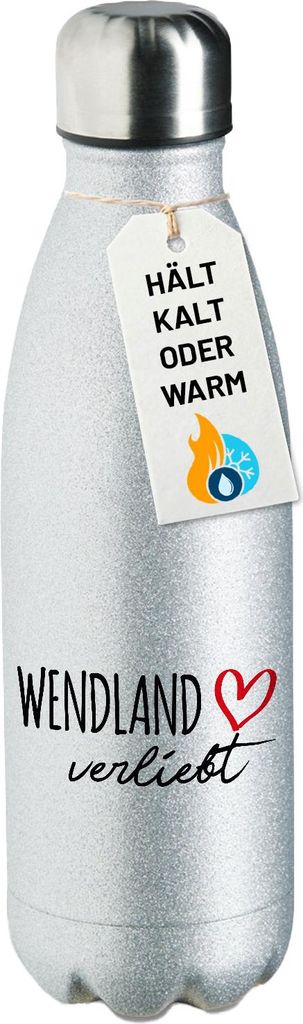 Huuraa Trinkflasche Wendland verliebt 500ml Silver Edelstahl Wasserflasche Trinkflasche Geschenkidee