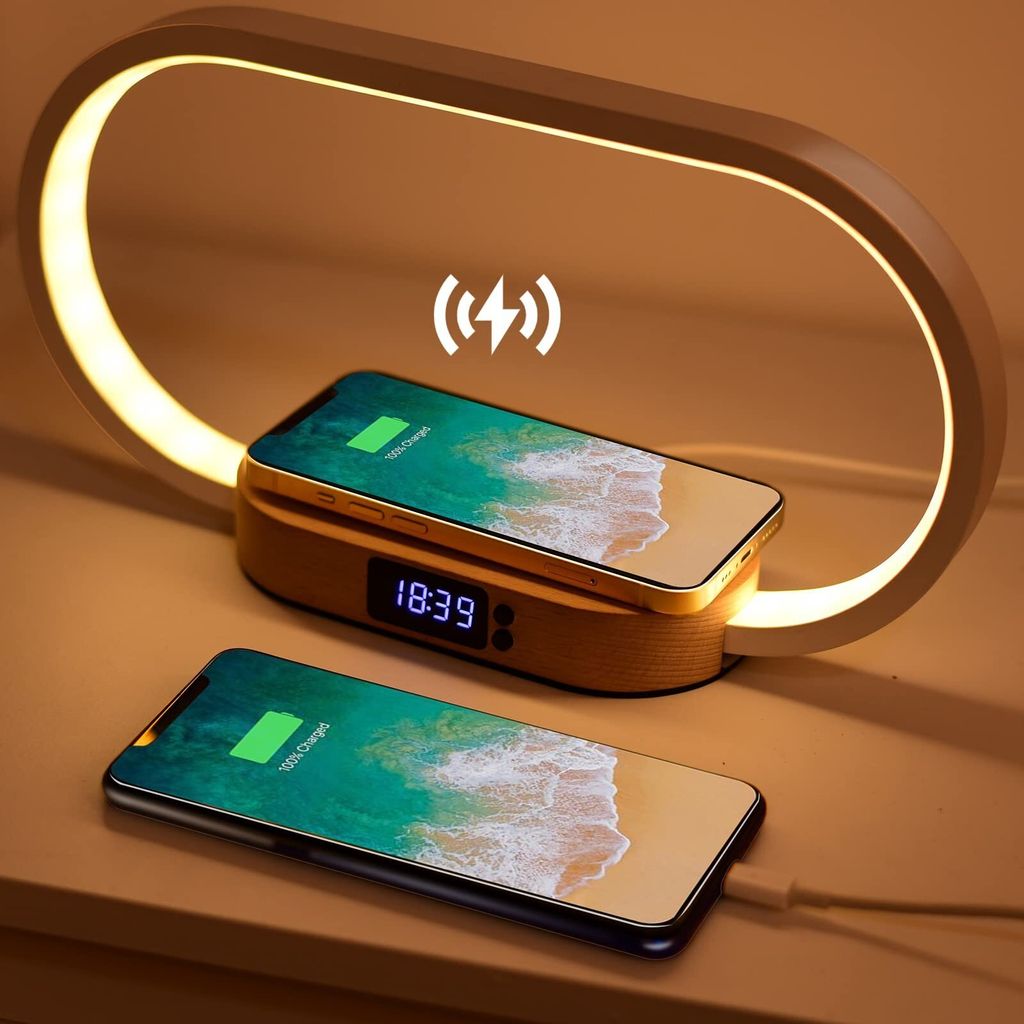 Nachttischlampe mit Ladefunktion 10W Nachttischlampe 3 Lichtfarben 5 Helligkeitsstufen Touch USB Ladeanschluss Dimmbar Tischlampe Bürolampe