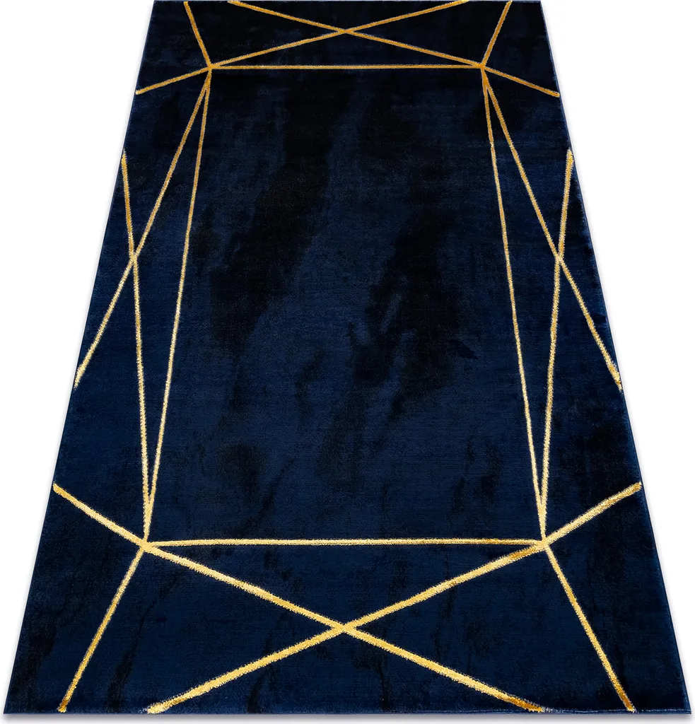 Tapis Déco pour Salon et Chambre EMERALD 1022 Bleu Or Chic 120x170 cm