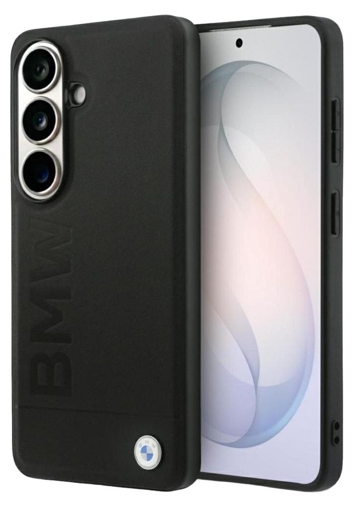 BMW Hülle Galaxy S26 Plus Echtleder schwarz geprägt MagSafe Logo Metall